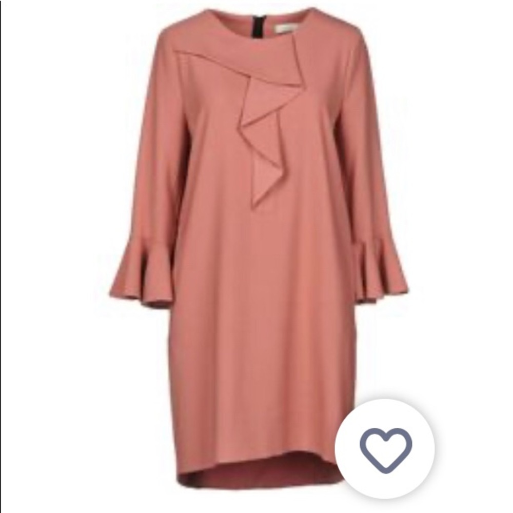 Pink knee length fluted sleeve dress made in Italy